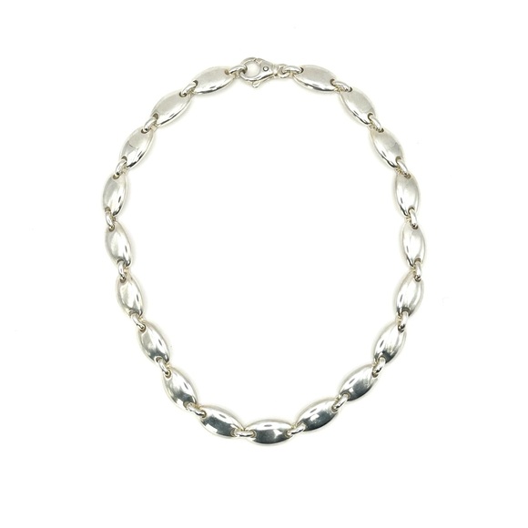 Tiffany & Co VINTAGE RETIRED Silver Oval Link Pebble Necklace - Picture 2 of 6